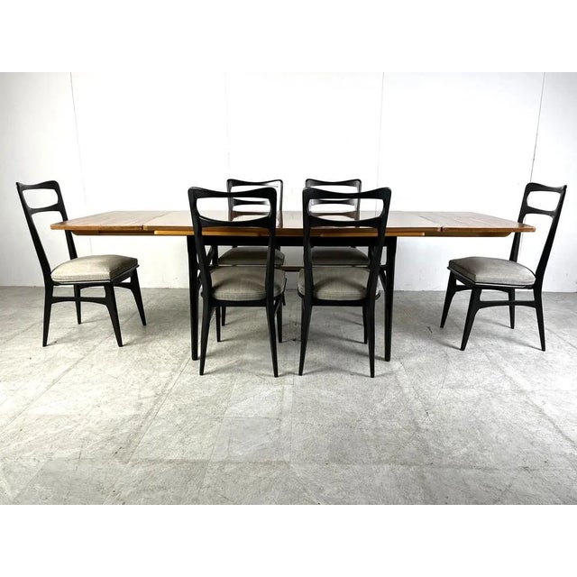 Wood Mid-Century Italian Dining Set, 1950s, Set of 7 For Sale - Image 7 of 9