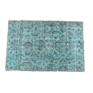 Overdyed Dark Green Rug - 3' x 2' For Sale