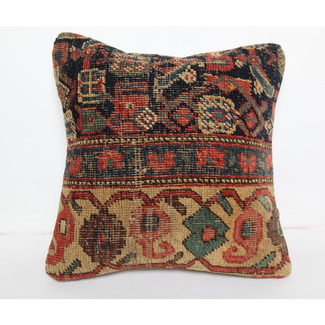 Antique Handmade Tribal Rug Pillow Cover -16'' X 16'' For Sale - Image 4 of 8