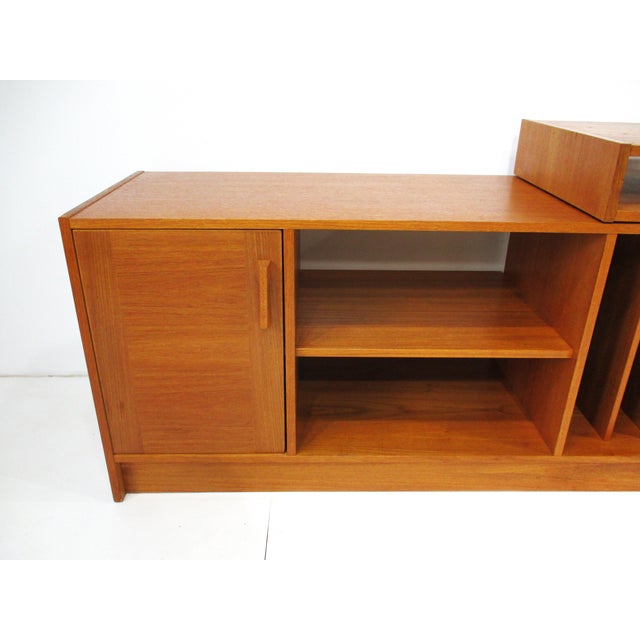 Vamdrup Stolefabrik Teak Expandable 2 Pc. Stereo Record Desk Cabinet Denmark (A) For Sale - Image 4 of 11