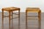 Vintage Pair of English Midcentury Faux Bamboo Walnut Stools with Rush Seats For Sale - Image 10 of 12