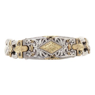 Konstantino Sterling Silver & Bronze Plate Myrmidones Curb Chain Bracelet For Sale