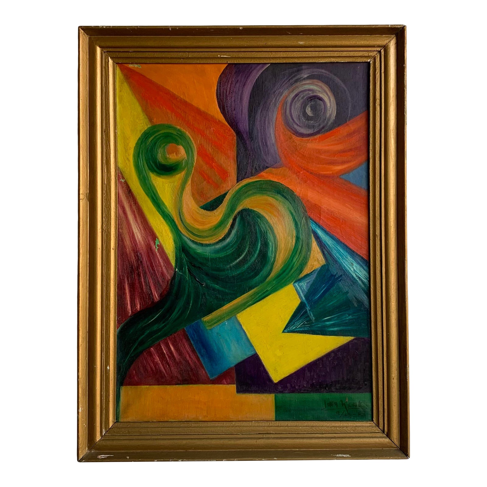 1960s Abstract Expressionist Oil Painting, Framed Chairish