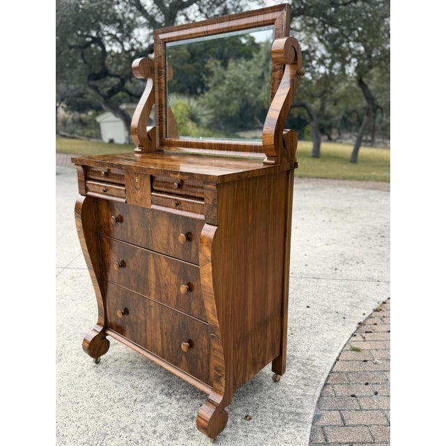 Traditional 19th-Century American Empire / Grecian Plain Style Two-Piece Dressing Suite, C. 1840 For Sale - Image 3 of 17