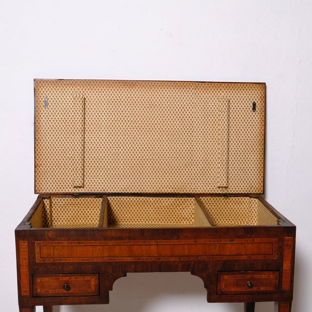 Louis XVI Style Wall-Mounted Writing Desk in Veneered and Inlaid Wood For Sale - Image 4 of 17
