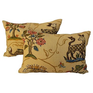 Schumacher La Menagerie Woven Pillows - Pair For Sale