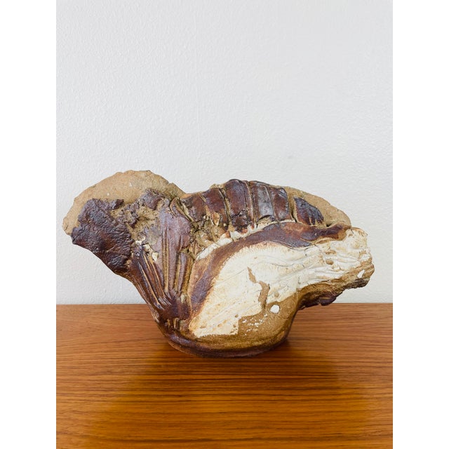 Vintage Rustic Stoneware Art Pottery Vessel Vase Boho Style For Sale - Image 4 of 10