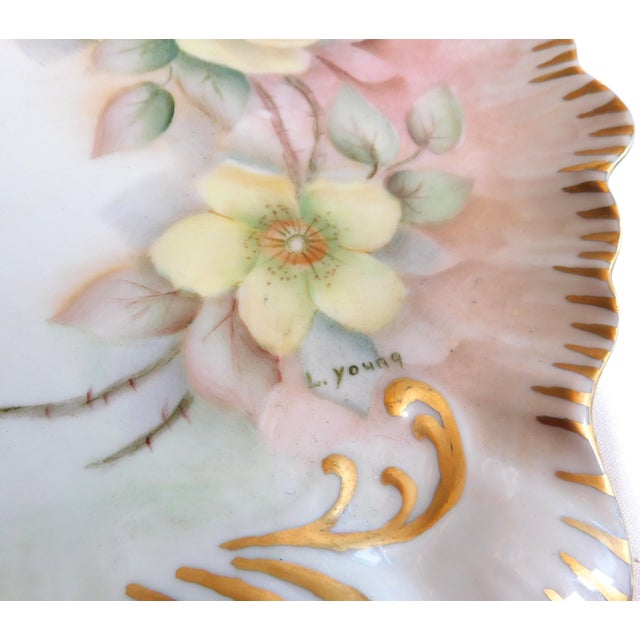 1960s 1960s Hand Painted and Signed Vanity Tray and Covered Vanity Jar For Sale - Image 5 of 14