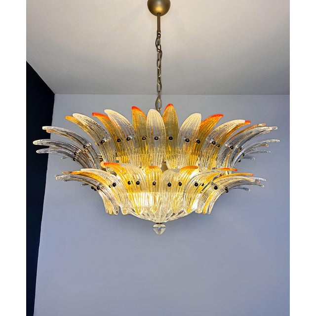 1990s Murano Chandelier in Amber and Clear Glasses, 1990s For Sale - Image 5 of 18