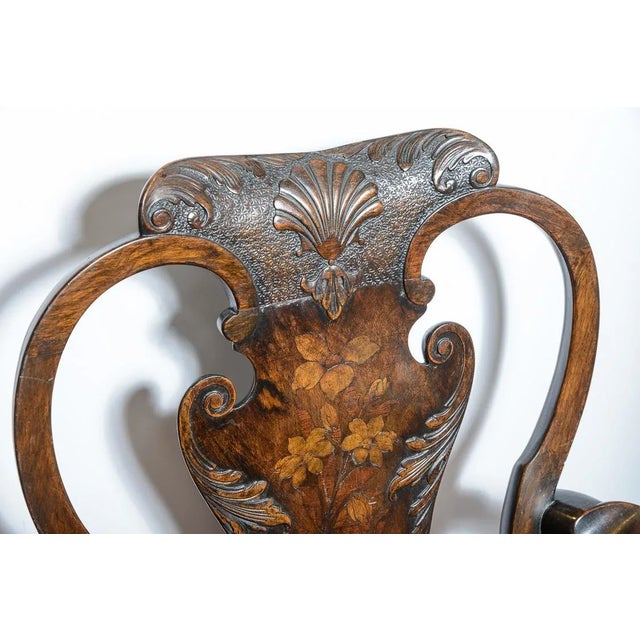 Brown European Painted and Carved Inlaid Armchairs a Pair For Sale - Image 8 of 10