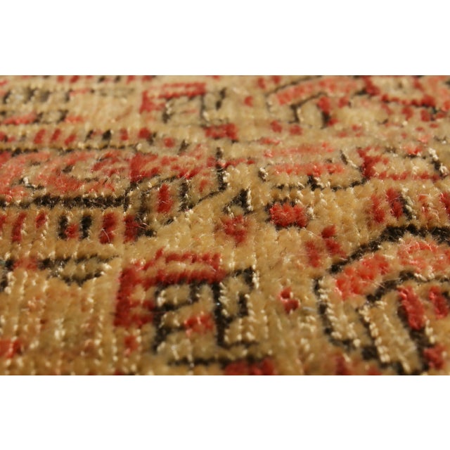 Antique Senneh Traditional Beige and Red Wool Persian Rug For Sale - Image 4 of 6