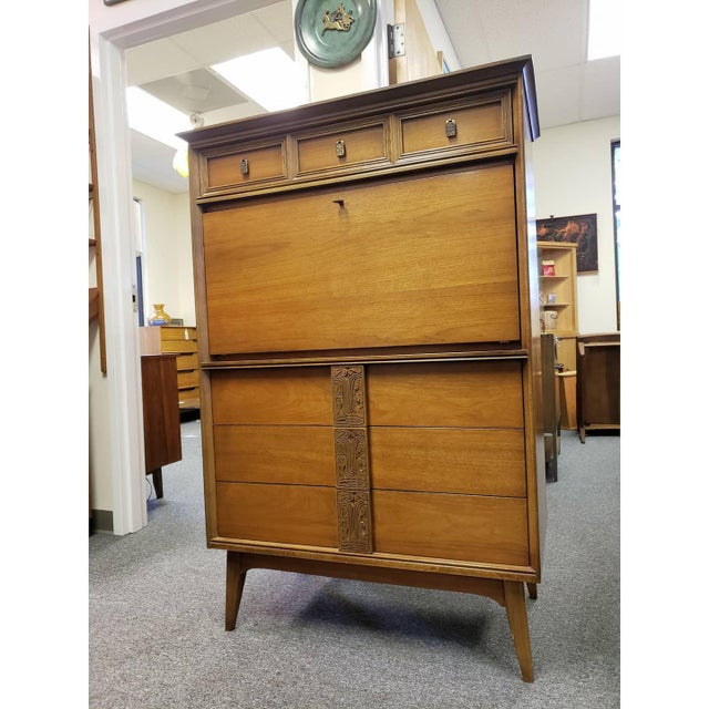 MidCentury Bassett Furniture "Mayan" Collection Drop Down Secretary