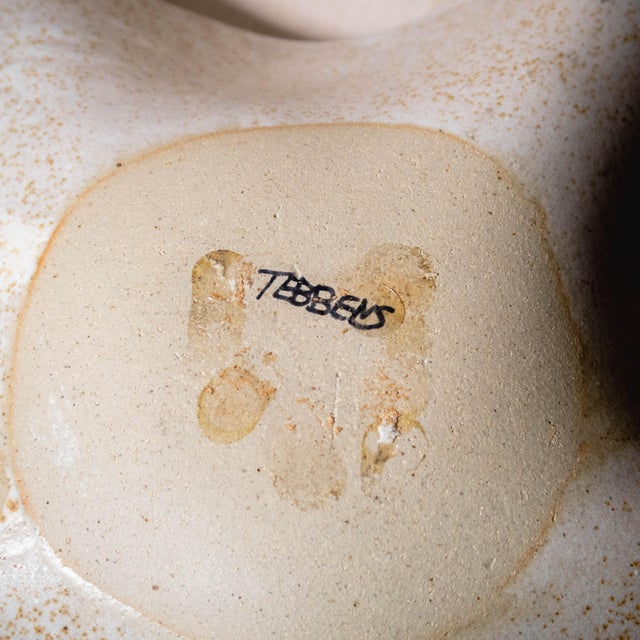 Vintage Studio Pottery Ceramic Bowl With Rippled Edges and Abstract Brushstrokes Signed Tebbens For Sale - Image 10 of 10