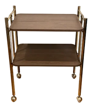 Vintage Reylon Mid Century Faux Wood and Brass Folding Cart