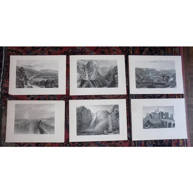 Black Authentic Antique 19th Century J.M.W..Turner. British Landscape Engravings - Set of 6 For Sale - Image 8 of 8