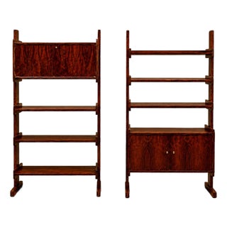 Pair of Brazilian Modern Adjustable Bookshelves With Cabinets in Rosewood, Brazil, 1960s For Sale