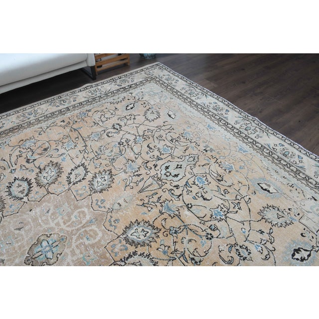 1970s 1970s Vintage Persian Handmade Wool Cotton Light Brown Area Rug For Sale - Image 5 of 11