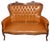 Chippendale Caramel Leather 2-Seater Sofa, 1960s For Sale