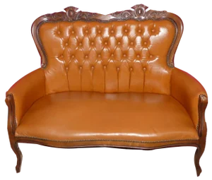 Chippendale Caramel Leather 2-Seater Sofa, 1960s