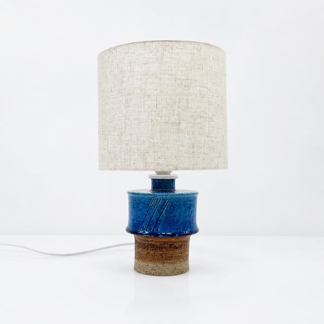 Blue Blue Stoneware Table Lamp by Inger Persson for Rörstrand, Sweden, 1960s For Sale - Image 8 of 8