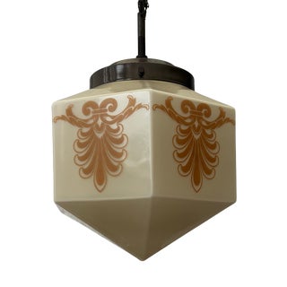 Swedish Art Deco Modernist Pendant Lamp in Glass and Brass, 1930s For Sale