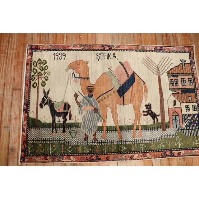 Ivory Zabihi Collection Turkish Anatolian Animal Caravan Camel Rug 1939 - 2'8" x 4'2" For Sale - Image 8 of 9