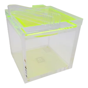 2000s Tinsley Mortimer Clear Neon Green Lucite Ice Bucket, Limited Edition