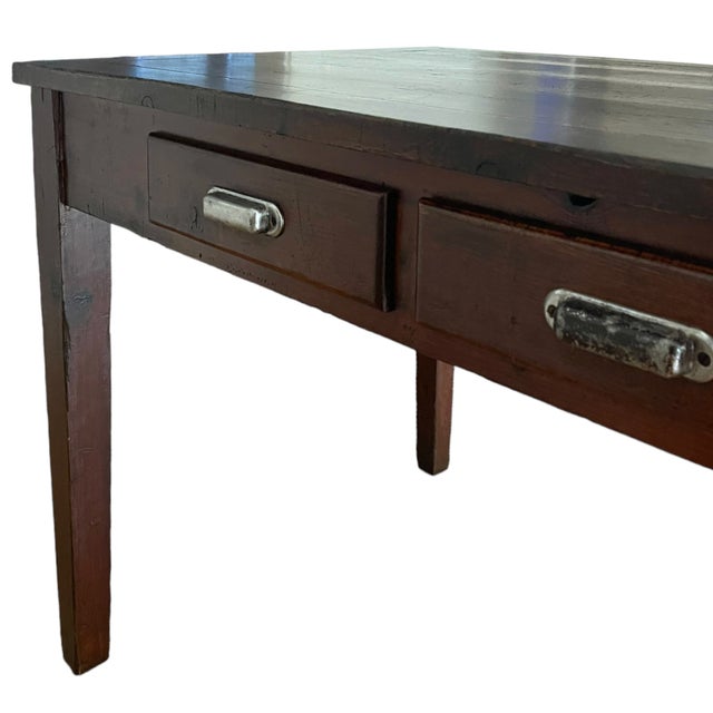 Wood Antique French Atelier Draper’s Table With Eight Drawers For Sale - Image 7 of 18