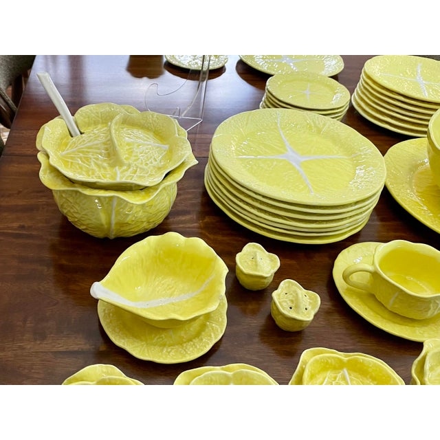 Vintage Majolica Cabbage Dinner & Serveware for 8 by Secla Portugal