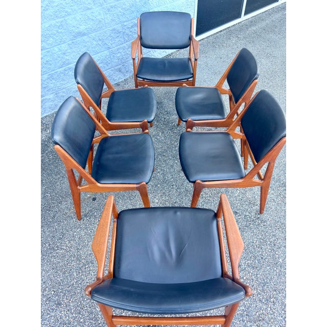 Mid-Century Modern Mid Century Danish Ella Chairs in Teak Attributed to Arne Vodder for Vamo Sønderborg, 1960s, Set of 6 For Sale - Image 3 of 12