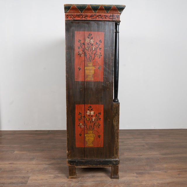 Mid 19th Century 19th-Century Hungarian Hand-Painted Pine Armoire Dated 1868 For Sale - Image 5 of 14