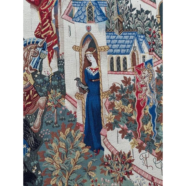 Vintage French Jacquard King Arthur Legend Tapestry by Aubusson, 1990s For Sale - Image 10 of 18