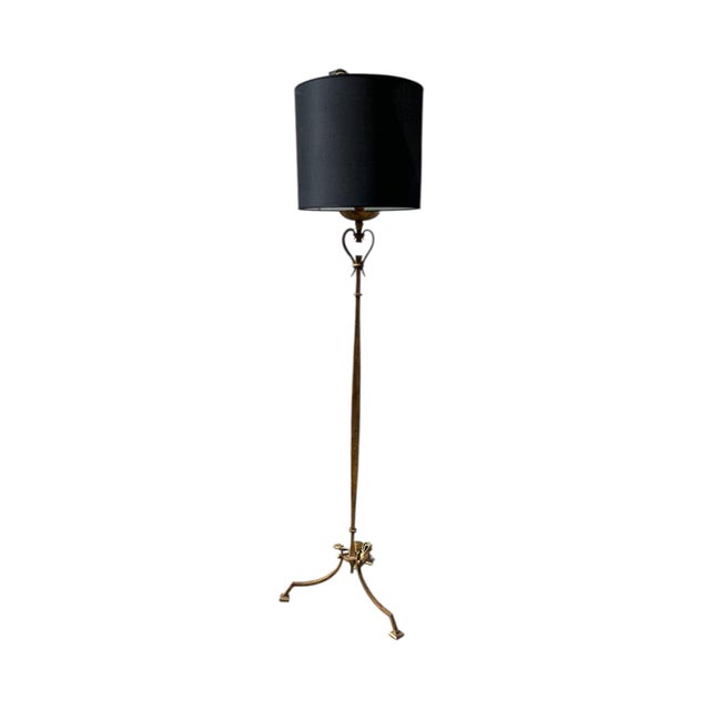 Gold Vintage Floor Lamp in Wrought Iron and Gilt from Maison Ramsay, 1940 For Sale - Image 8 of 8
