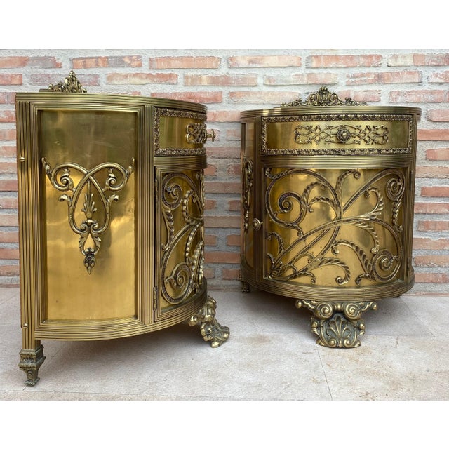 Pair of Louis XVI Style Bronze Demilune Cabinets, 20th Century For Sale - Image 14 of 18