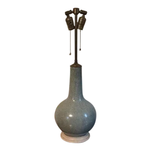 Antique 19th Century Chinese Crackle Glaze Monochrome Porcelain Bottle Shaped Vase Mounted as a Table Lamp