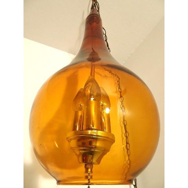 Vintage MidCentury Modern Blown Teardrop Amber Swag Lamp Chairish
