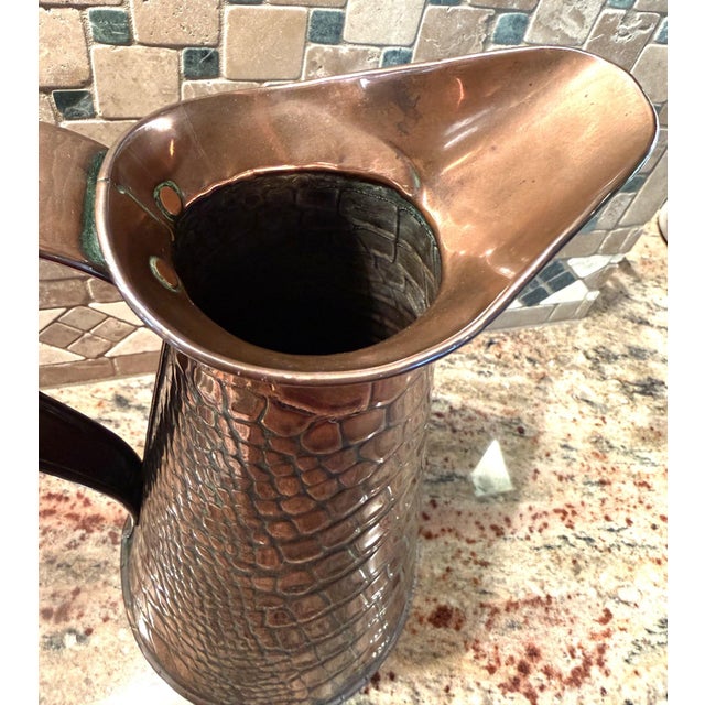Metal Early 20th Century Joseph Sankey and Sons, Copper Crocodile Embossed Jug Pitcher, England For Sale - Image 7 of 9