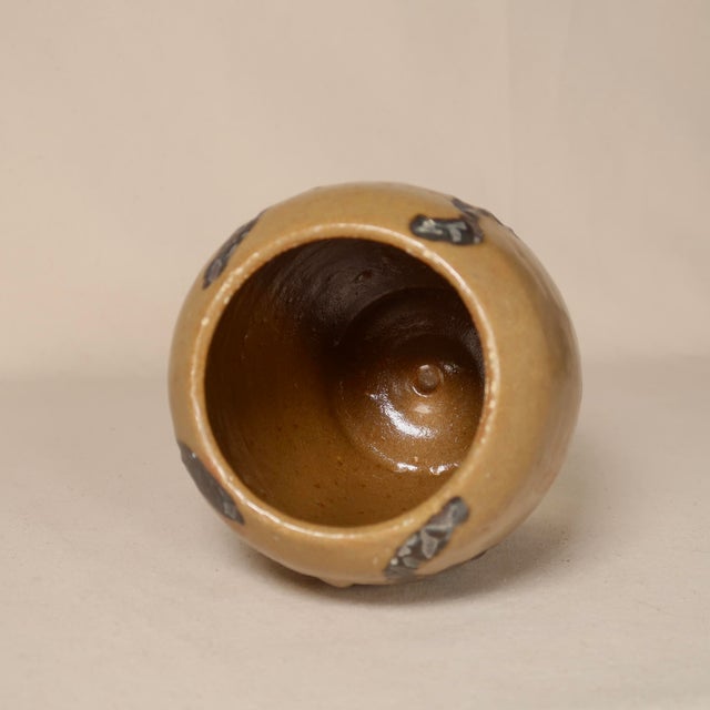 Organic Wheel Thrown Wood-Fired Stoneware Vase With Snake-Like Raised Surface Lines For Sale - Image 14 of 15