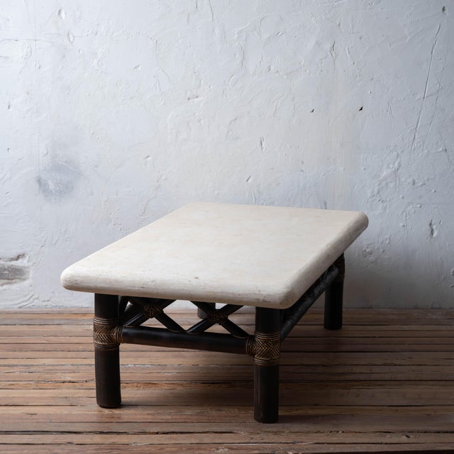 Shou Sugi Ban Bamboo and Stone Coffee Table, 1980s For Sale In Savannah - Image 6 of 18