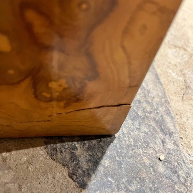 1970s 1970s Style Milo Baughman Coffee Table Burlwood Cube For Sale - Image 5 of 8