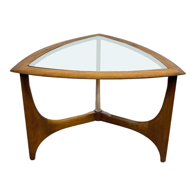 Mid-Century Walnut Sculptural Guitar Pick Side Table by Lane For Sale