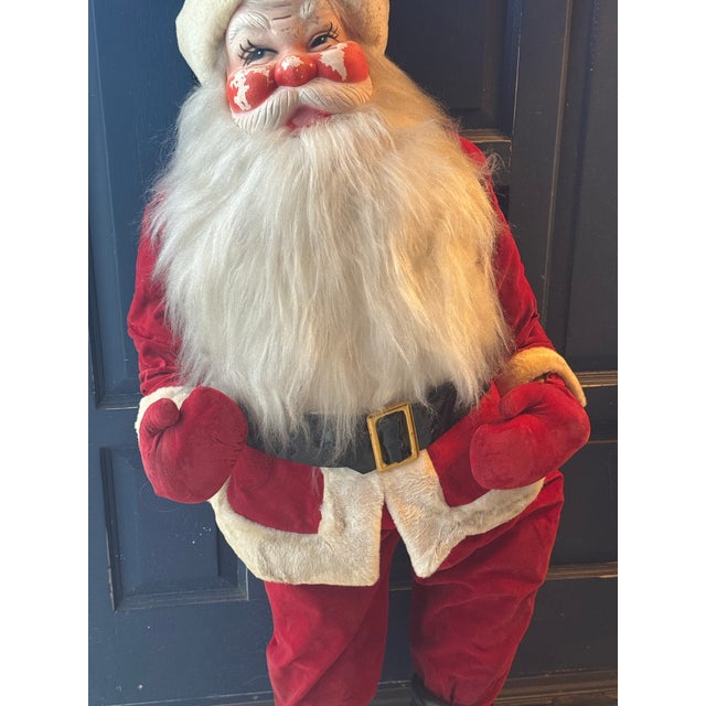 Textile Rare 4 Ft Coca-Cola Santa Claus Store Display – Velvet Suit – 1971 For Sale - Image 7 of 9