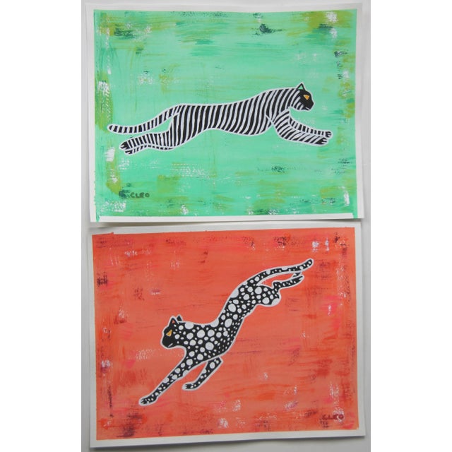 Paper Tiger Black Raspberry Expressionist Pop Art Abstract Original Paintng by Cleo Plowden For Sale - Image 7 of 11