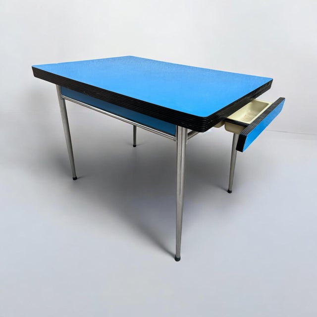Blue Formica Table & Chairs from Jafae, 1960s, Set of 5 For Sale - Image 18 of 18