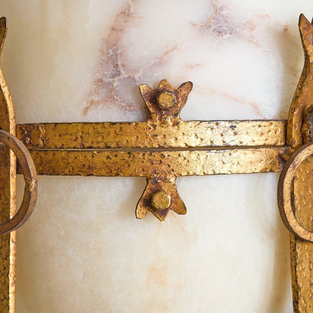 Vintage French Alabaster Vase + Gilt Metal Stand For Sale In Chicago - Image 6 of 9