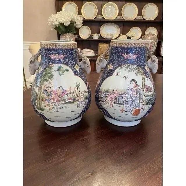 Ceramic Mid 20th Century Chinese Statement Cachepot Vase- A Pair For Sale - Image 7 of 10