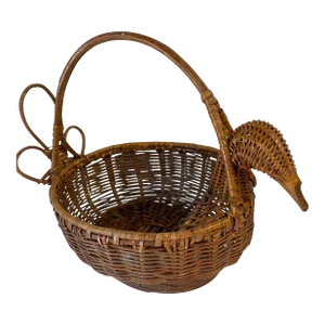 Vintage Wicker Duck Shaped Basket