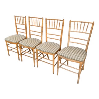 Set of 2 Vintage Swedish Beechwood Faux Bamboo Side or Dining Chairs For Sale