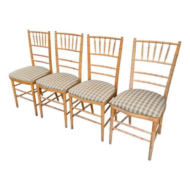 Set of 2 Vintage Swedish Beechwood Faux Bamboo Side or Dining Chairs For Sale