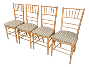 Set of 2 Vintage Swedish Beechwood Faux Bamboo Side or Dining Chairs